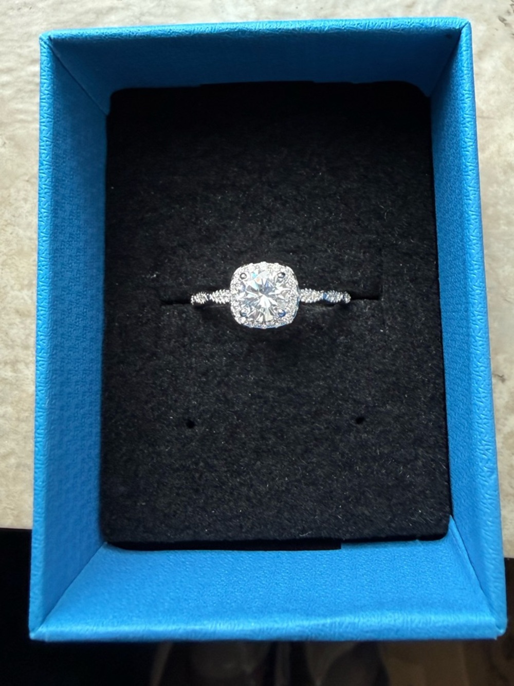 PRIMROSE Sterling Silver Cubic Zirconia Cushion Shape Halo Ring